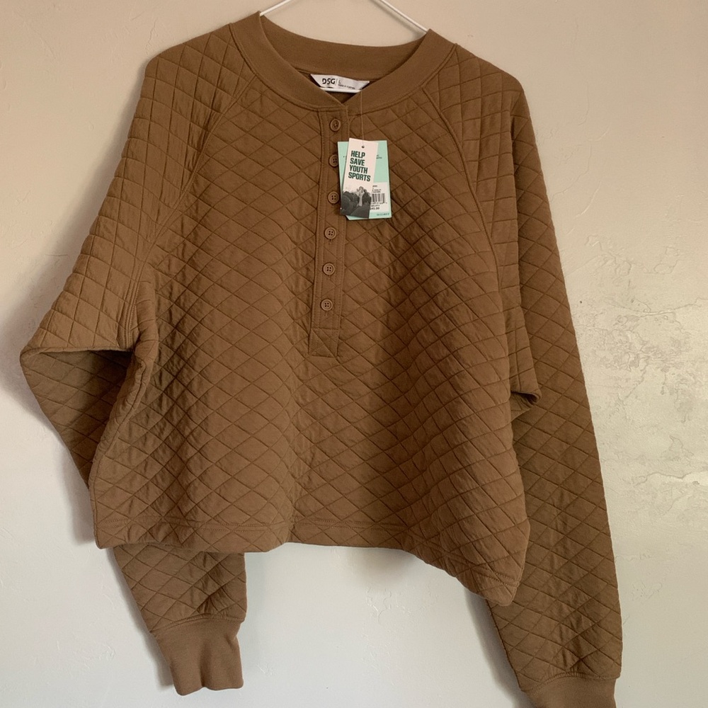 Brand New DSG Quilted Brown Crew Neck Sweater